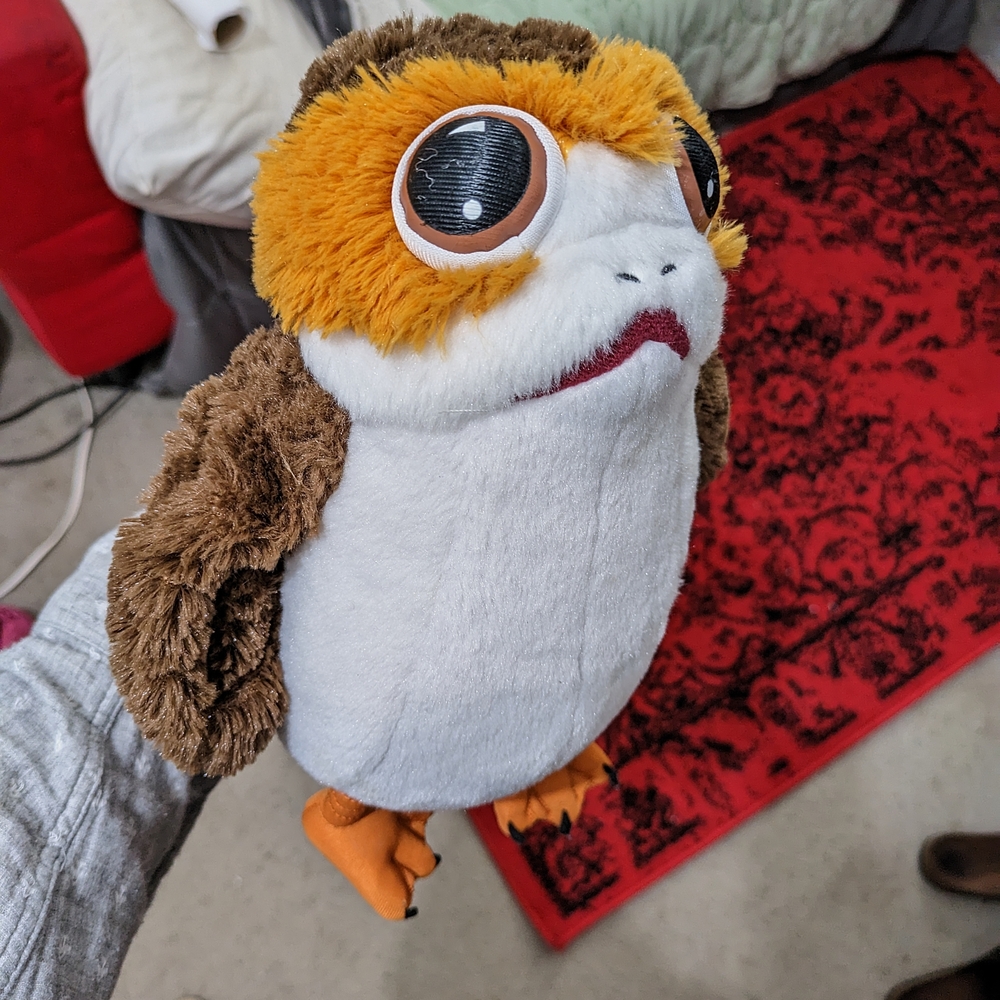 Plush Porg Toy - Brown, White, and Orange